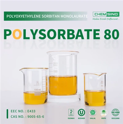 Emulsifyan Polysorbate 80 yo itilize pou boulanjri yo itilize pou Pharma CAS No. 9005-65-6