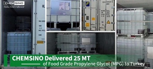 CHEMSINO te delivre 25 MT nan Propylene Glycol (MPG) nan peyi Turkey.